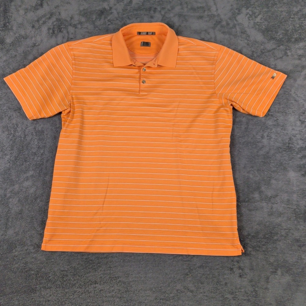 Nike Polo Shirt Mens XL Orange Stripe Tiger Woods Collection Dri Fit Golf - Picture 1 of 6